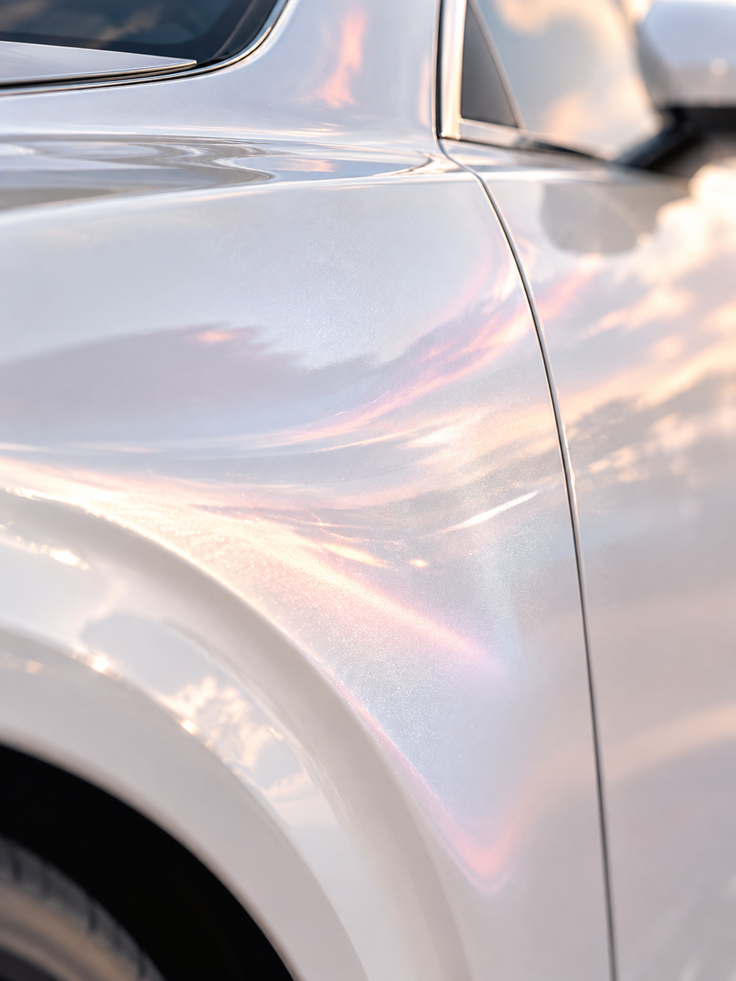 Carrosserie blanche aux reflets nacrés